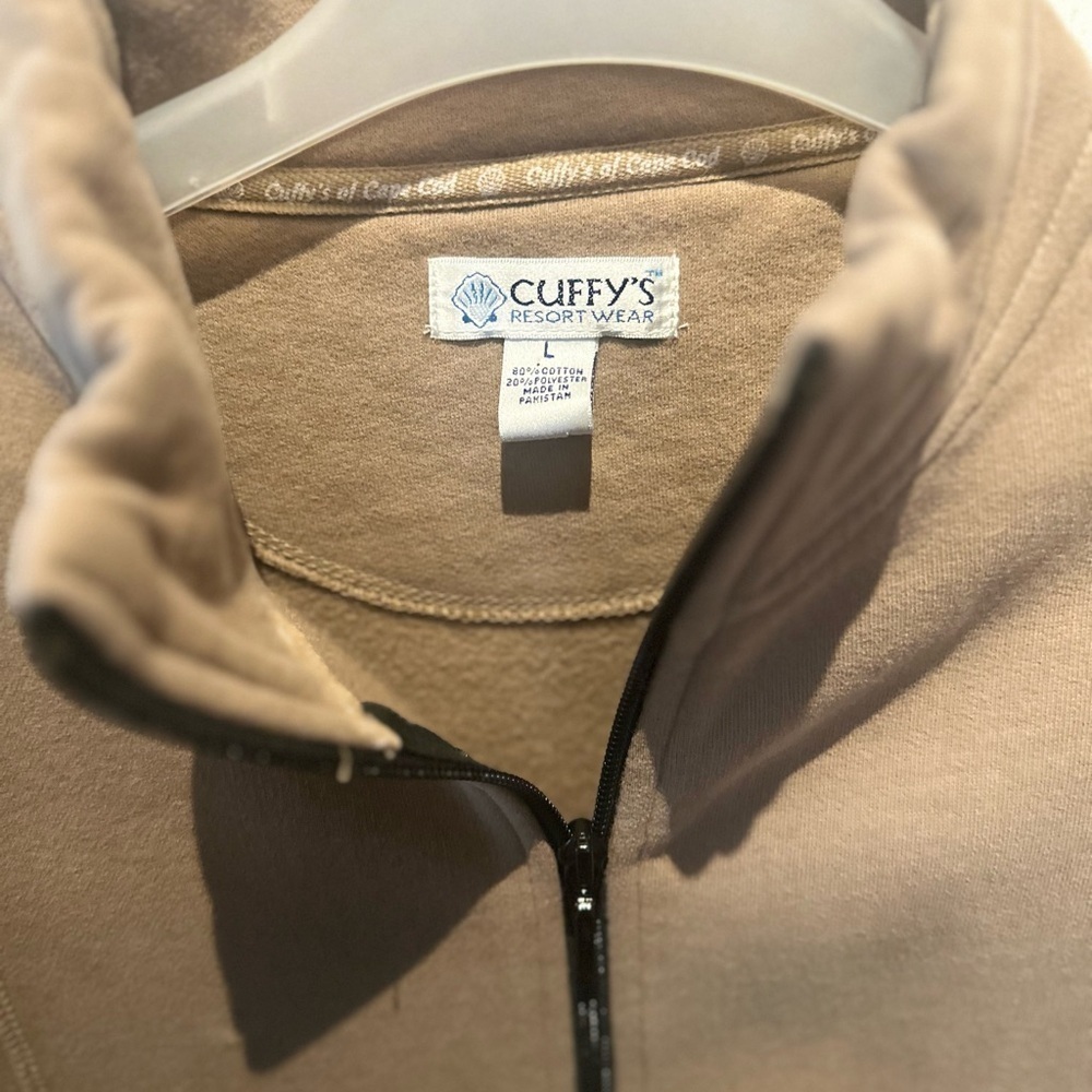 Cuffy's Jacket Womens Large Brown Fleece Lined Zip Relaxed Embroidered Cape Cod - Picture 5 of 5